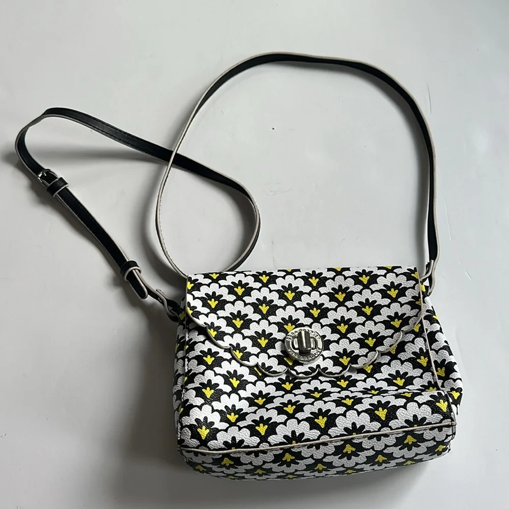 Vera Bradley Scallop Hipster crossbody bag purse Petal Paisley black yellow - Picture 6 of 11